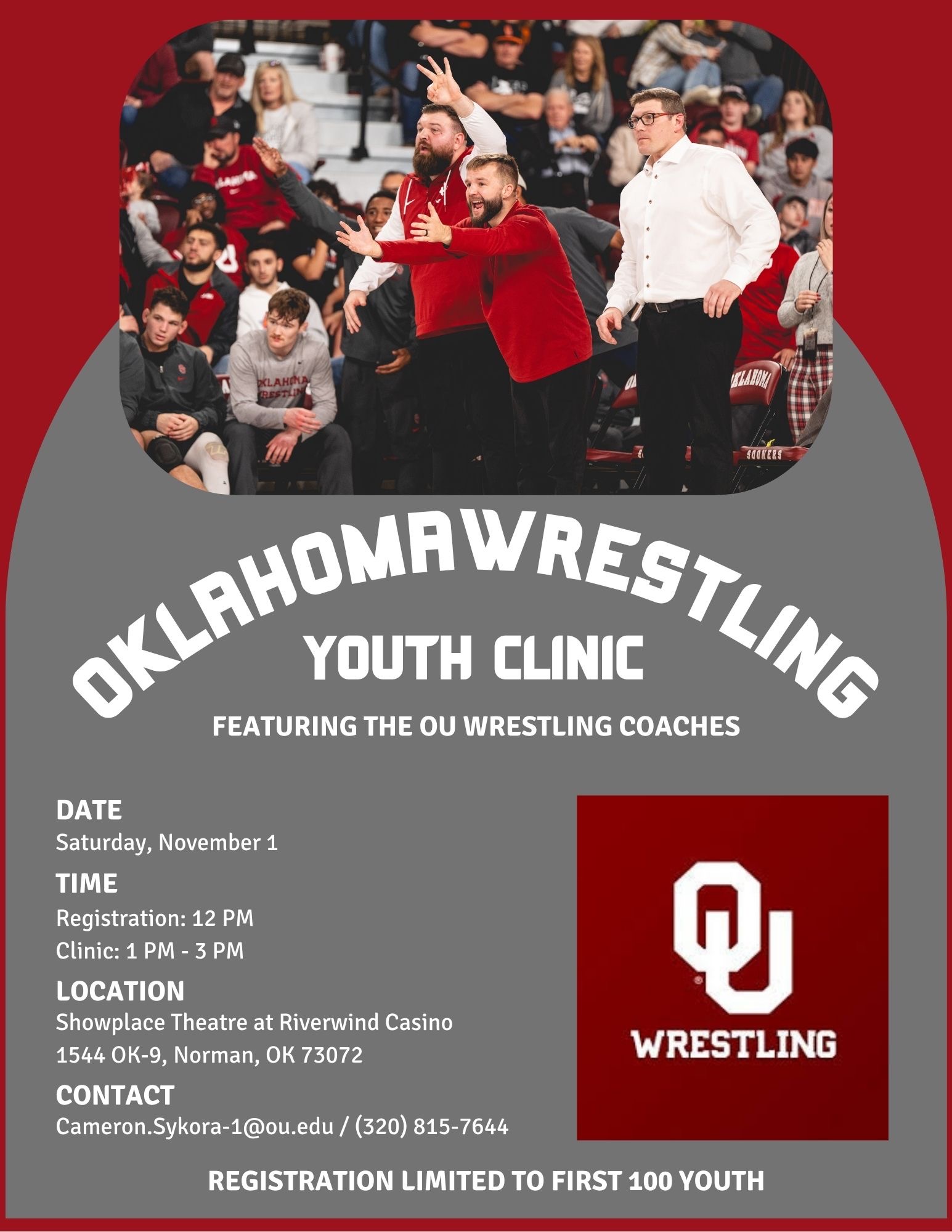 Oklahoma Wrestling Free Youth Clinic – November 1st