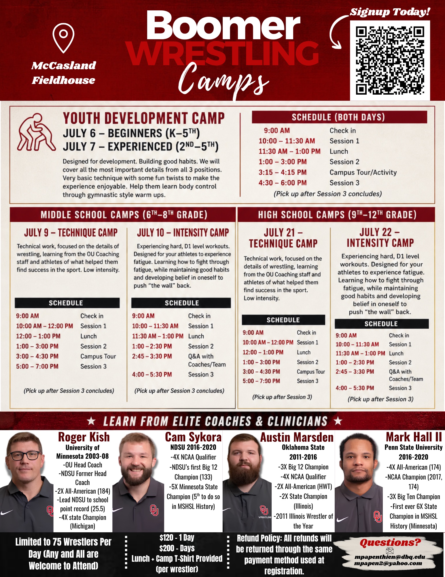 Boomer Wrestling Camps